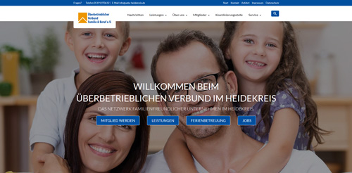 Screenshot der Website des Überbetrieblichen Verbundes Heidekreis unter www.uebv-heidekreis.de